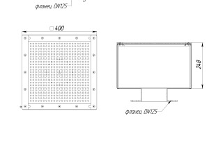 Донный слив DN 125 400х400 с нижн. подключением